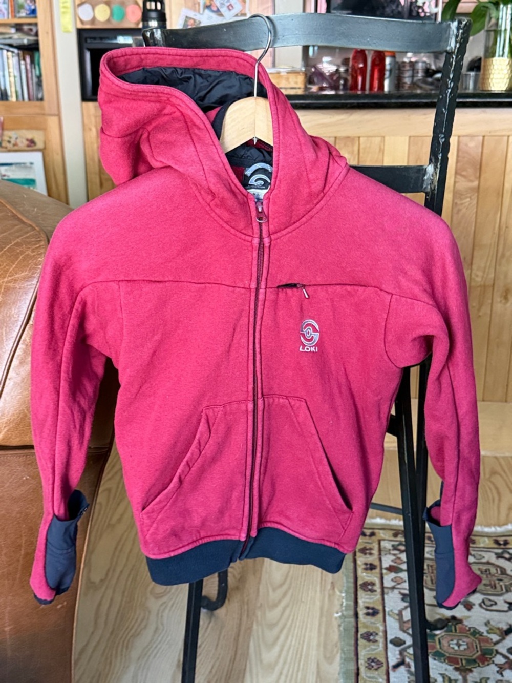 Kids' Loki Mt. Fleece Zip Up Hooded Sweatshirt, Raspberry Color. Size M 5/6 Y